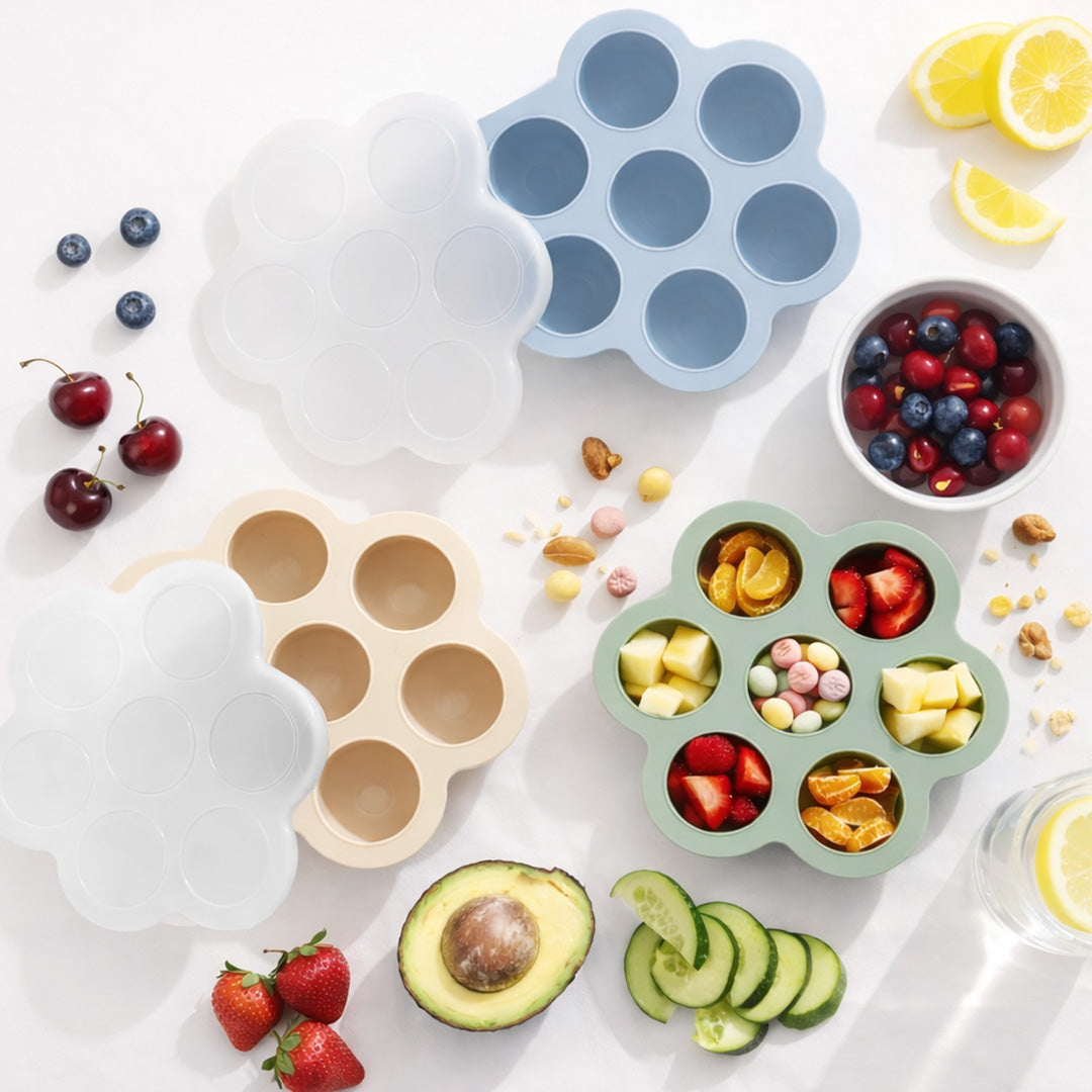 Silicone Baby Food Freezer Tray with Lids - Pack of 3
