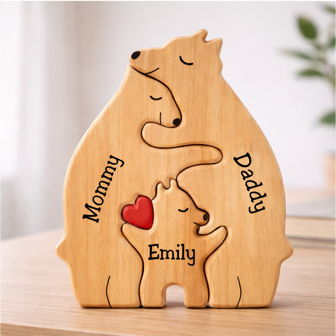 Personalised Wooden Bear Family Puzzle