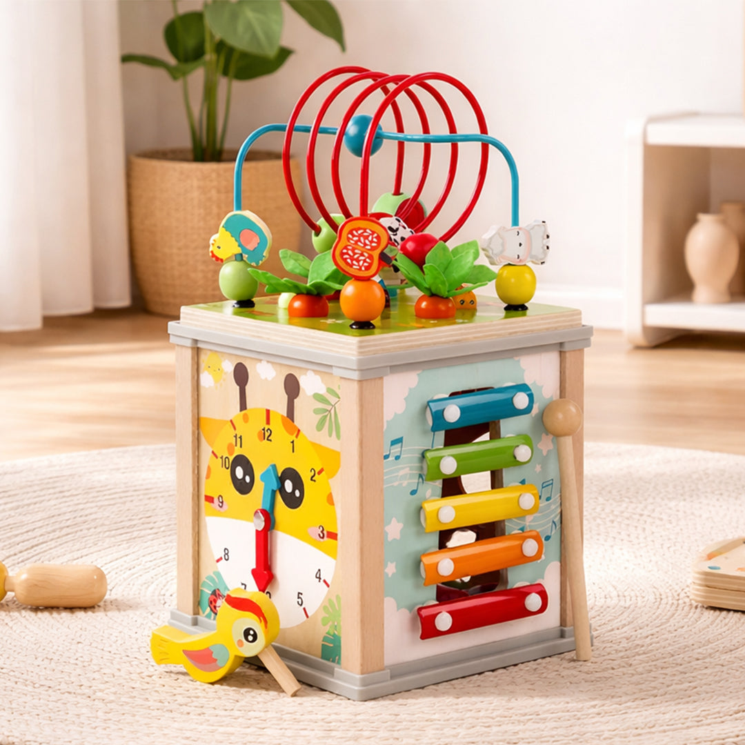 Wooden Activity Cube For Toddlers