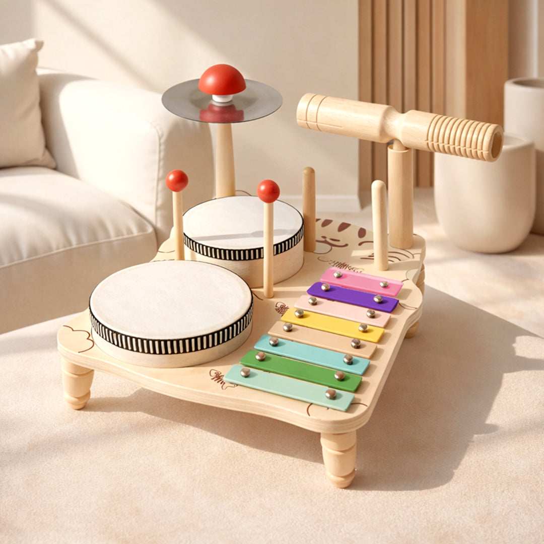 Wooden Musical Drum Set for Toddlers
