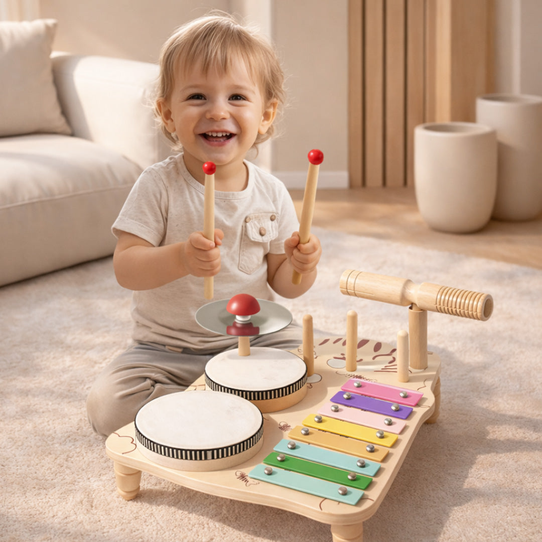 Wooden Musical Drum Set for Toddlers